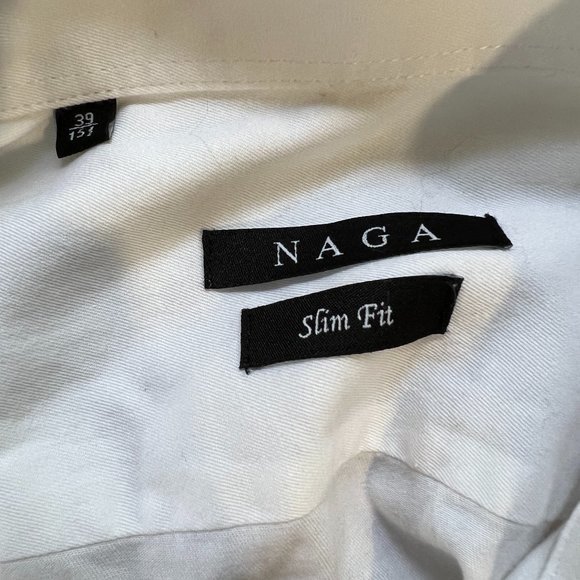 NAGA White Button Down 100% Cotton Slim Fit Shirt (15.5/39) - Picture 5 of 7